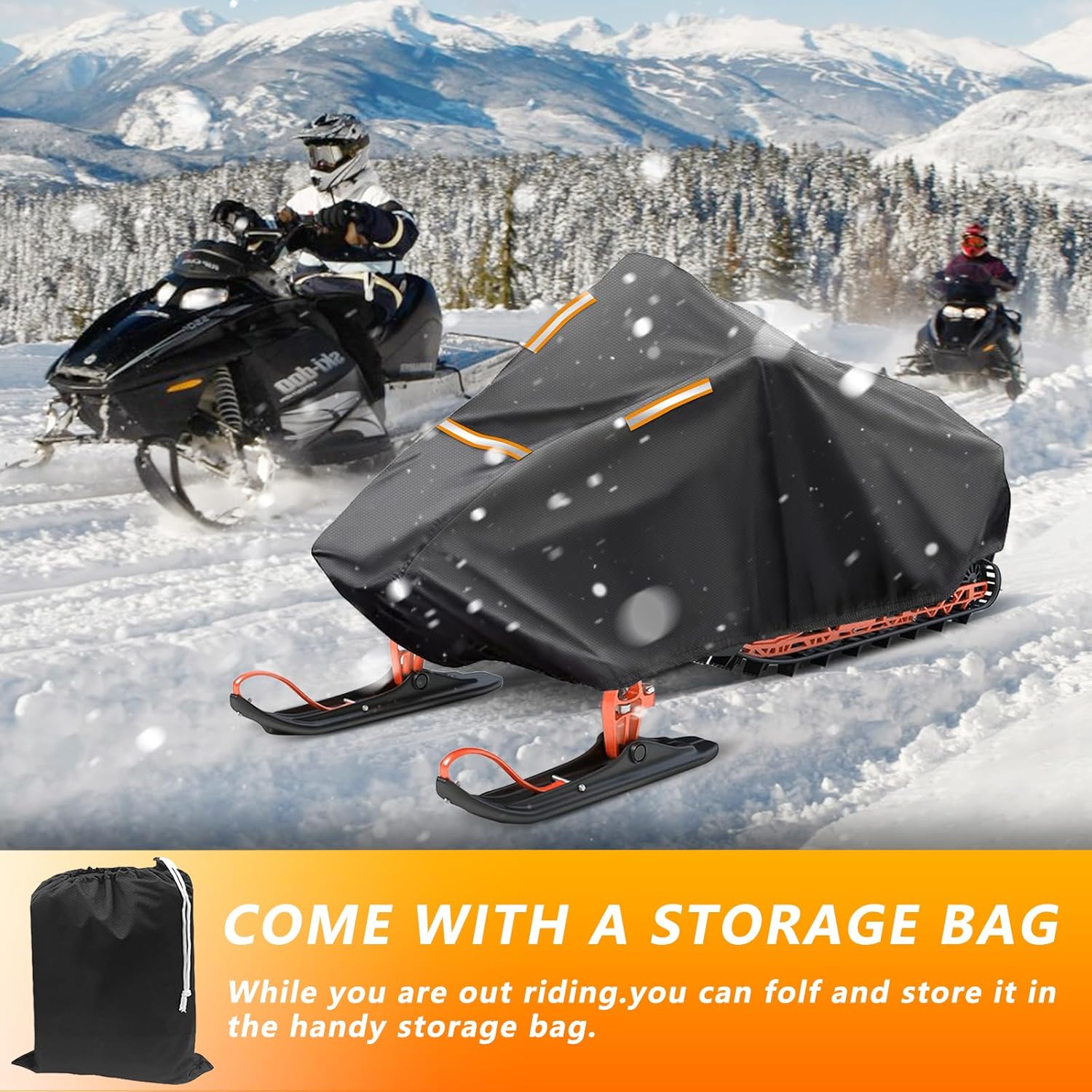 Snowmobile Cover -Trailerable Snowmobile Storage Cover Snowshield Cover Compatible with Polaris Ski Doo Arctic Cat Yamaha (M fits Length 115" x 51" x 48")