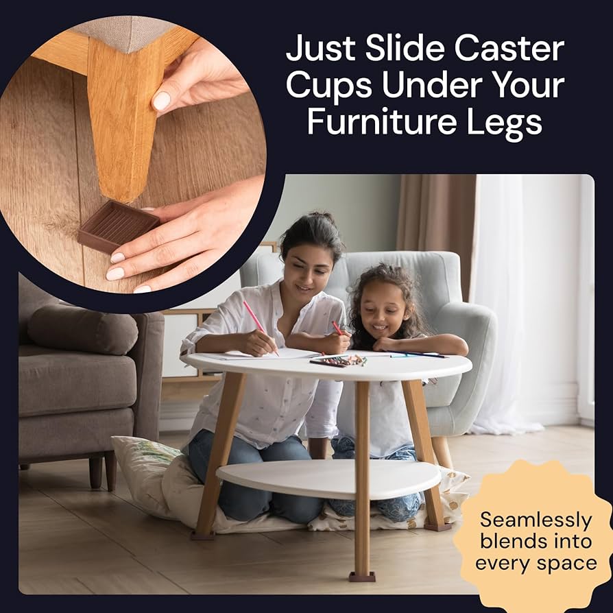 Bed Protector 4pcs Furniture Caster Cups, Square Furniture