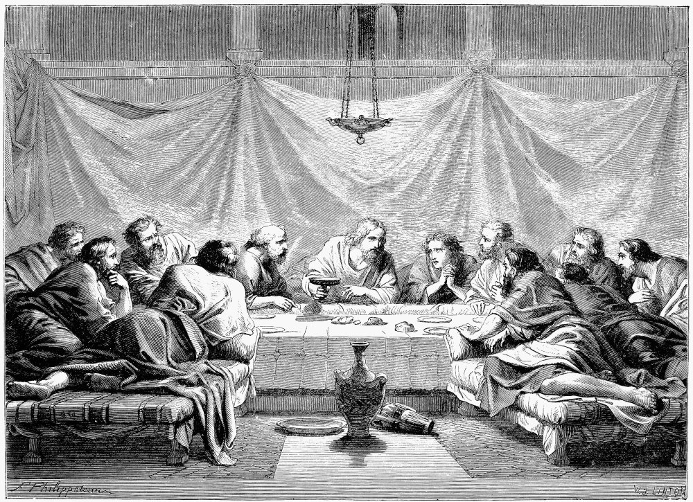 The Last Supper Njesus And His Disciples At The Last Supper Wood Engraving After A Painting By Henri Felix Emmanuel Philippoteaux (1815-1884) Poster Print by (18 x 24)