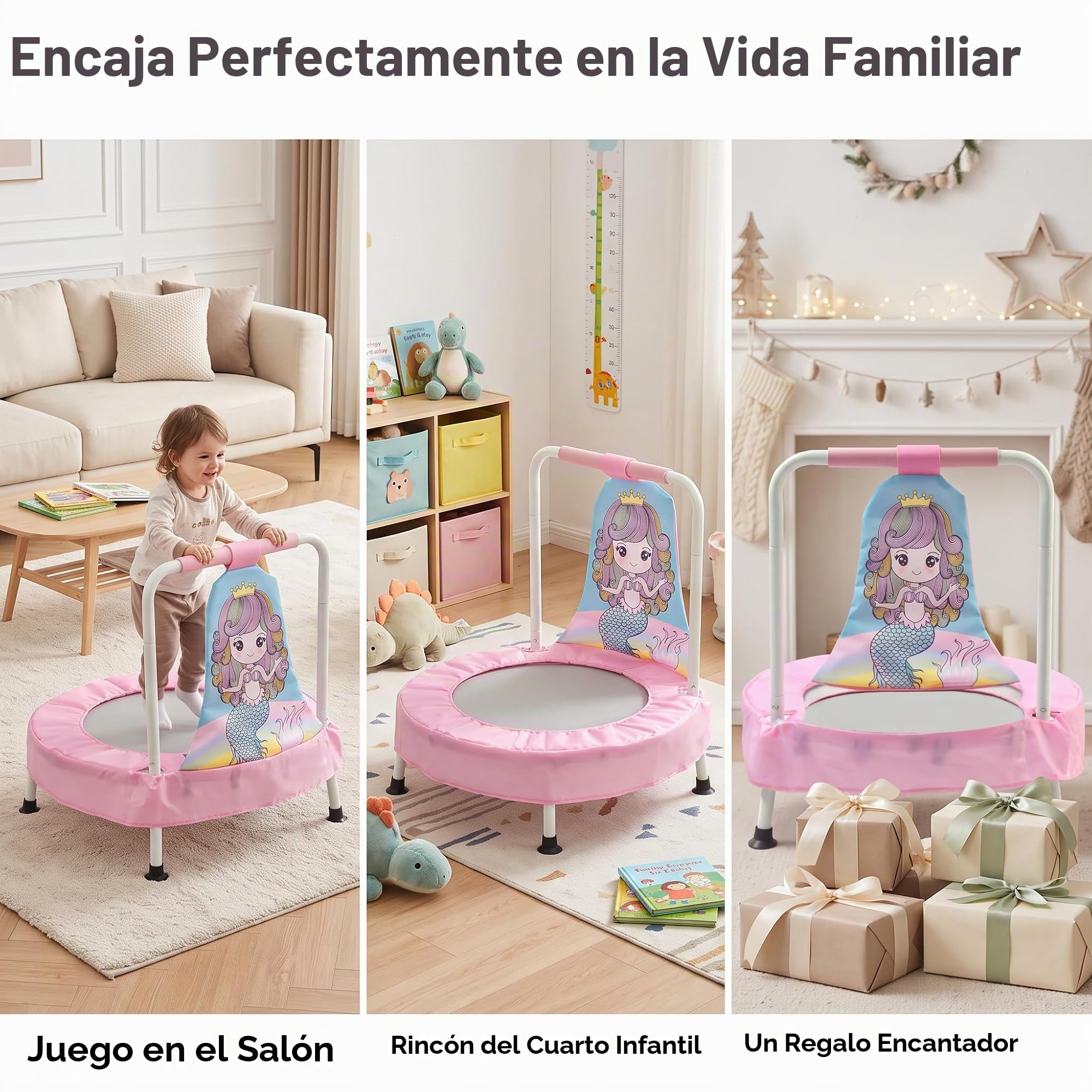 Trampolín para bebé, mini cama elástica para niños, interior y exterior, para niños de 6 meses a 3 años