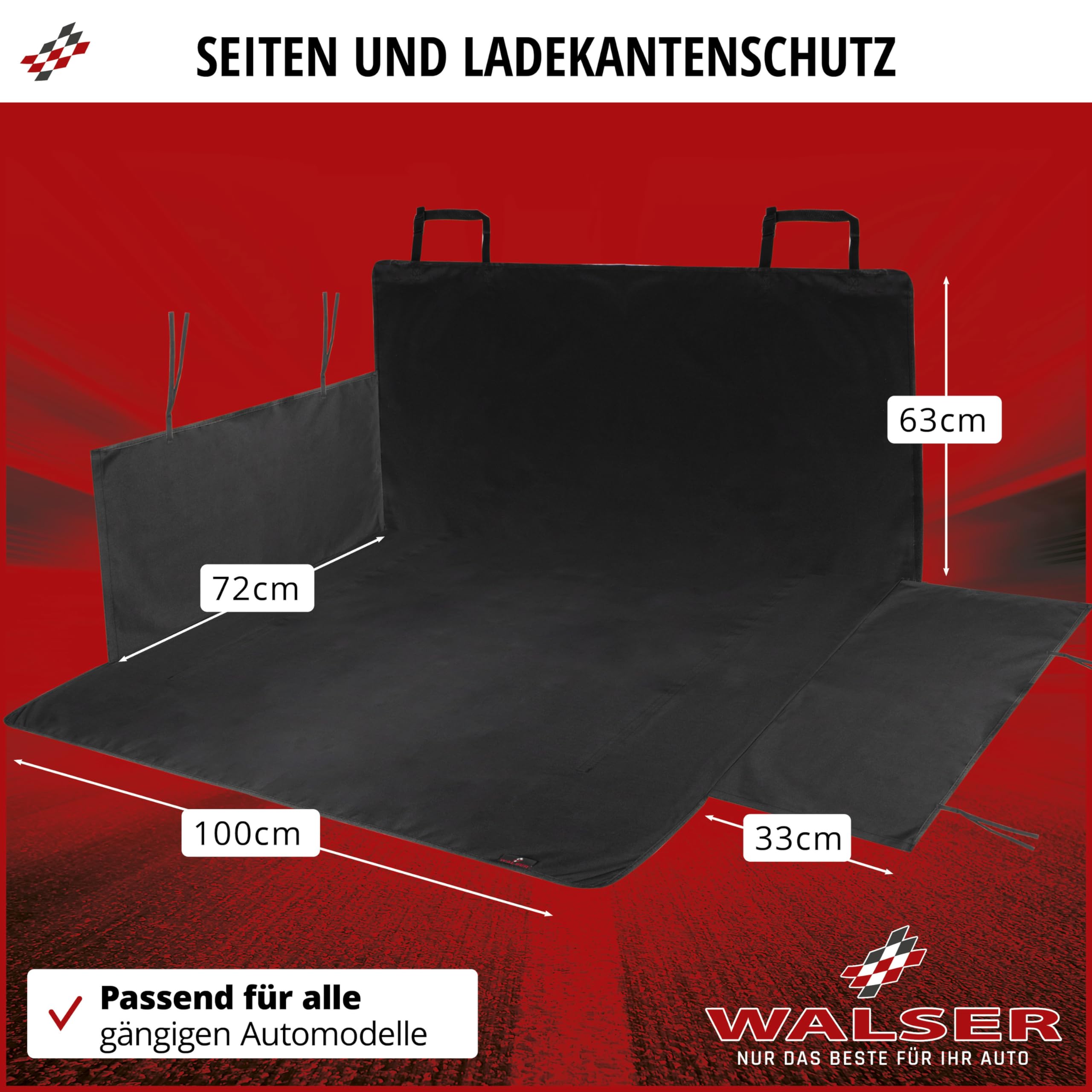 WALSER Couverture de coffre César, tapis de coffre avec protection latérale, couverture de voiture pour chiens,