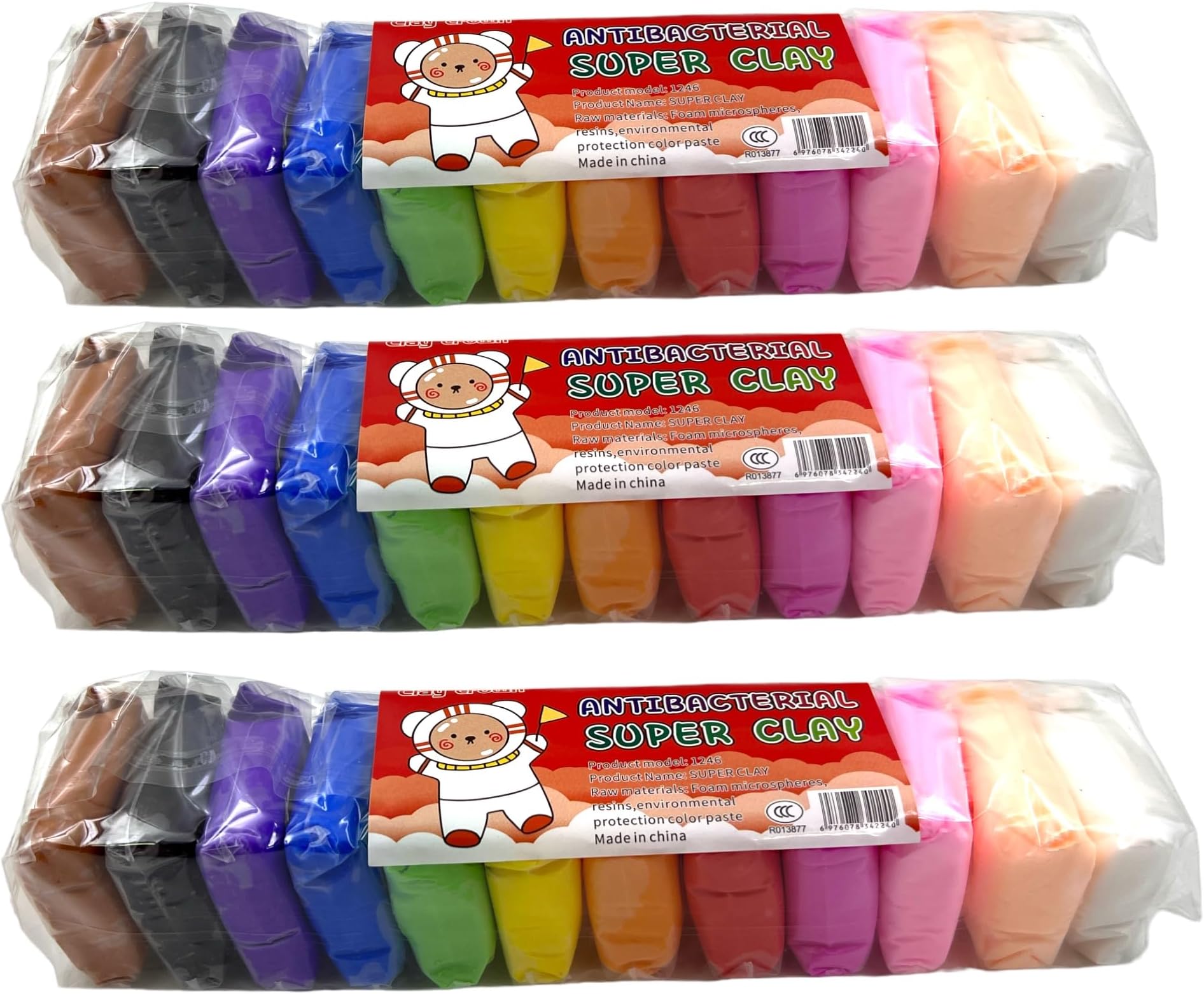Samvardhan Non- Toxic 12 Different Color Fluffy Foam Clay with 3 Tools, Pack of 36 (3 Piece Each Color)