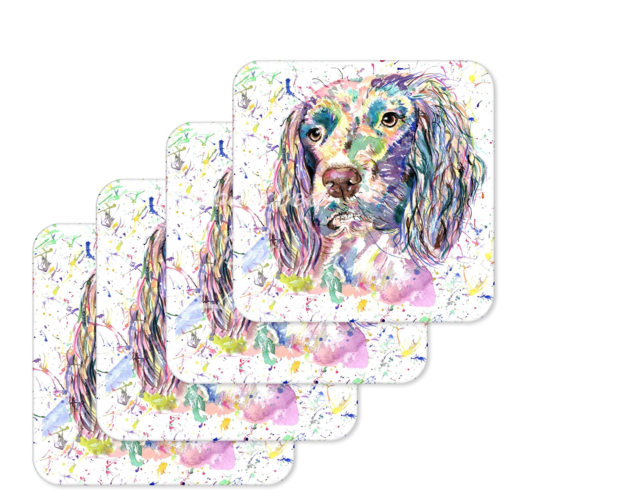 Coaster Spaniel Springer Dog Pet animal Coasters Watercolour Art Gift Work