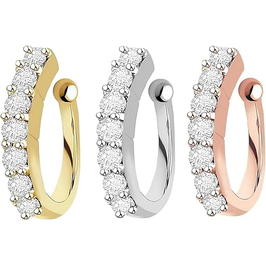 VAMA Golden Clip On Nose Ring Combo