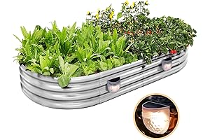 Land Guard' Galvanized Raised Garden Beds with Magnetic Solar-Powered Lights