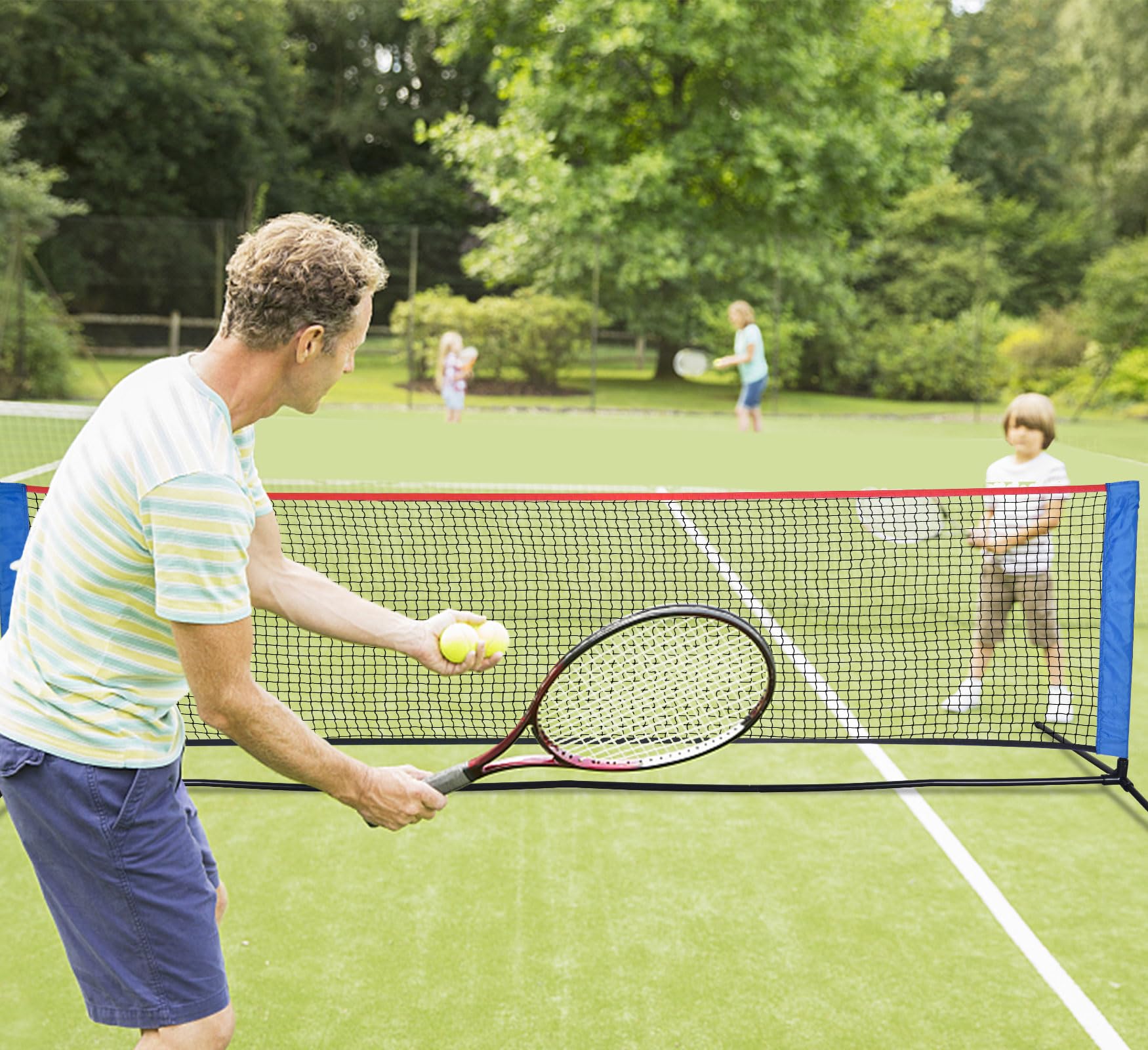 Mini juegos de voleibol de bádminton portátil para patios traseros al aire libre con red, la mejor red de voleibol de bádminton al aire libre, playa, césped, tenis, práctica de cancha para entrada