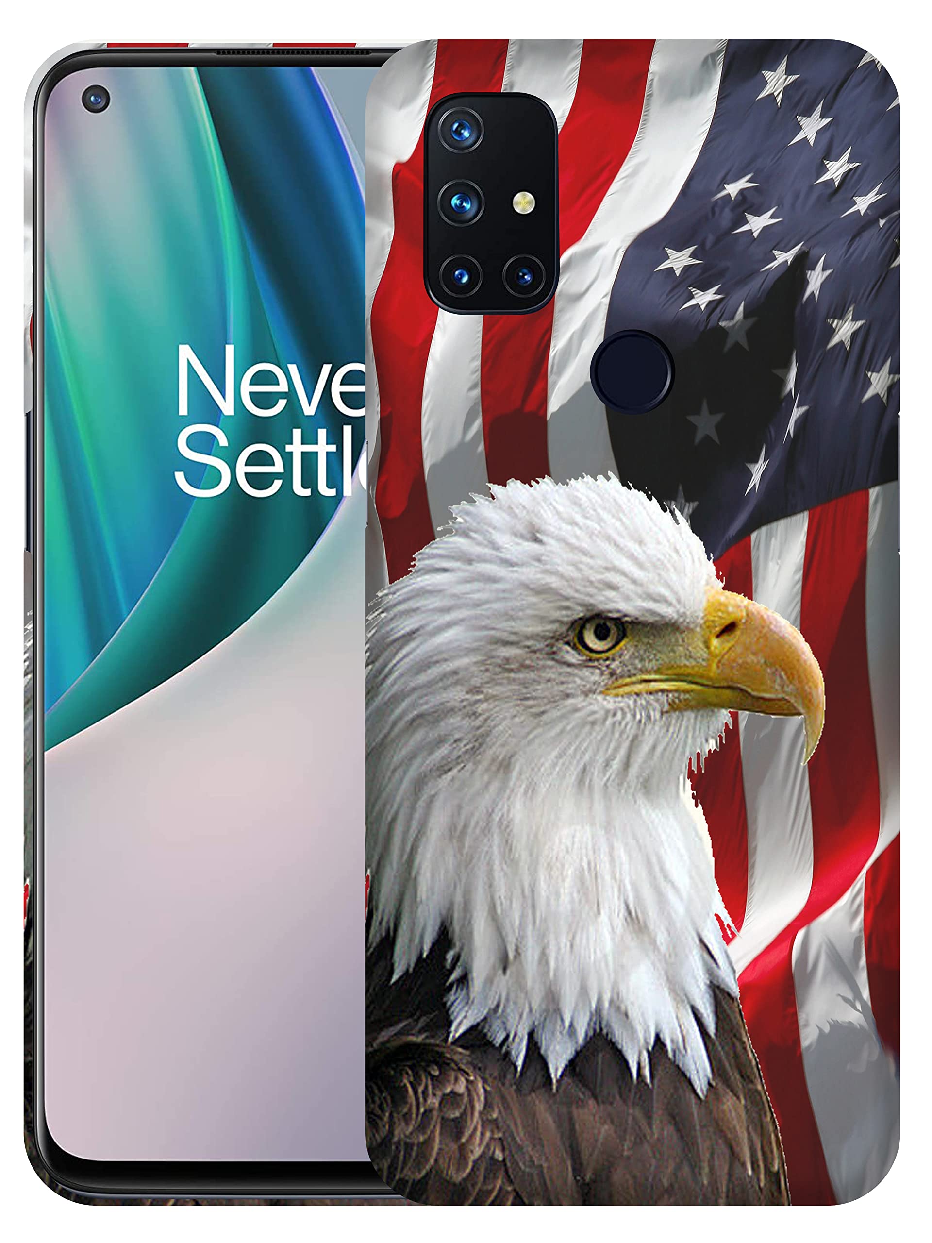 Glisten - OnePlus Nord N10 5G Case, 1+Nord N10 5G Case - Bald Eagle American Flag Printed Slim, Cute Hard Plastic Designer Back Phone Case for OnePlus Nord N10 5G. [6.49", 5G Only]