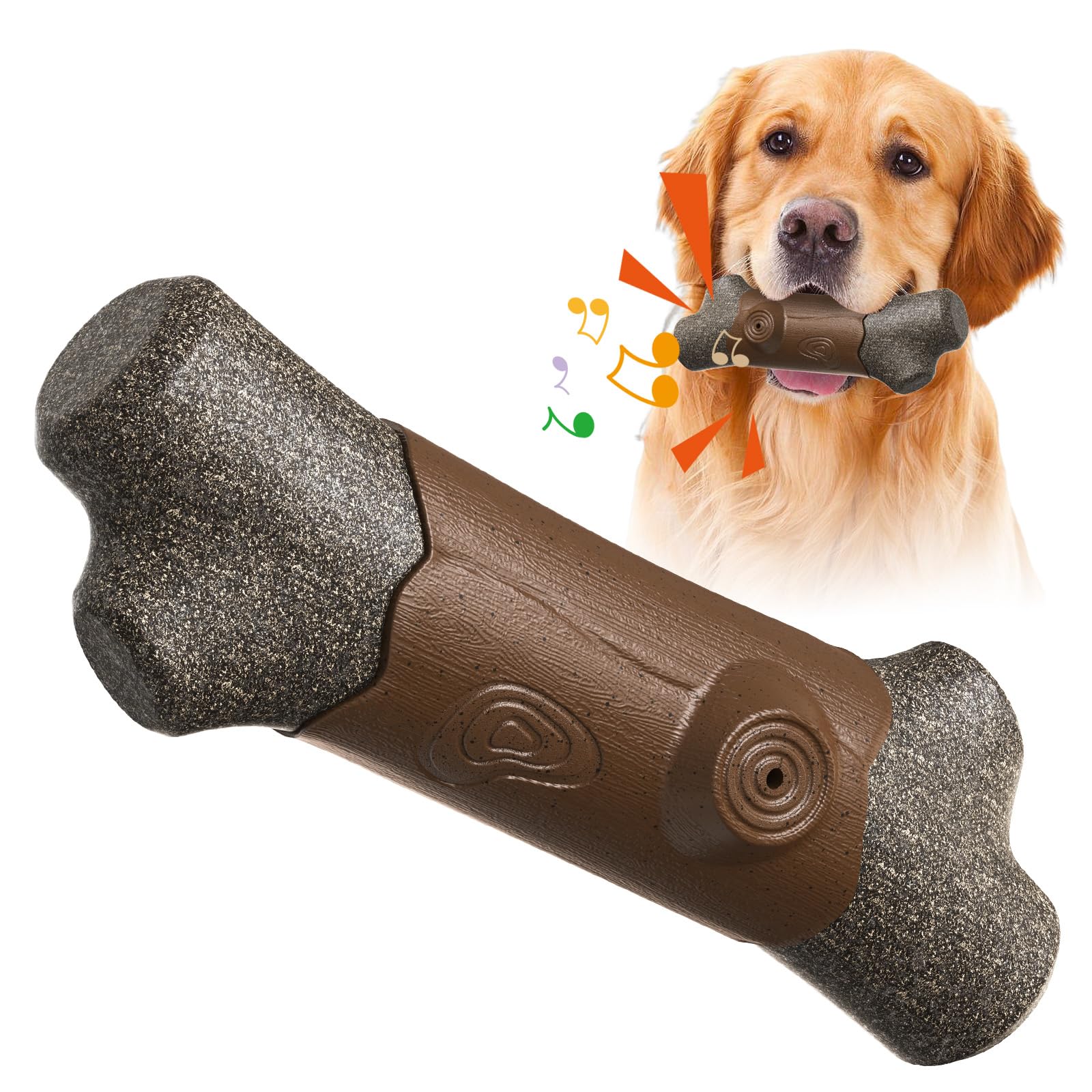 KONOATOR Juguete indestructible para perros masticadores agresivos, palo chirriante resistente para perros grandes y medianos, ideal para cachorros de dentición y juego interactivo