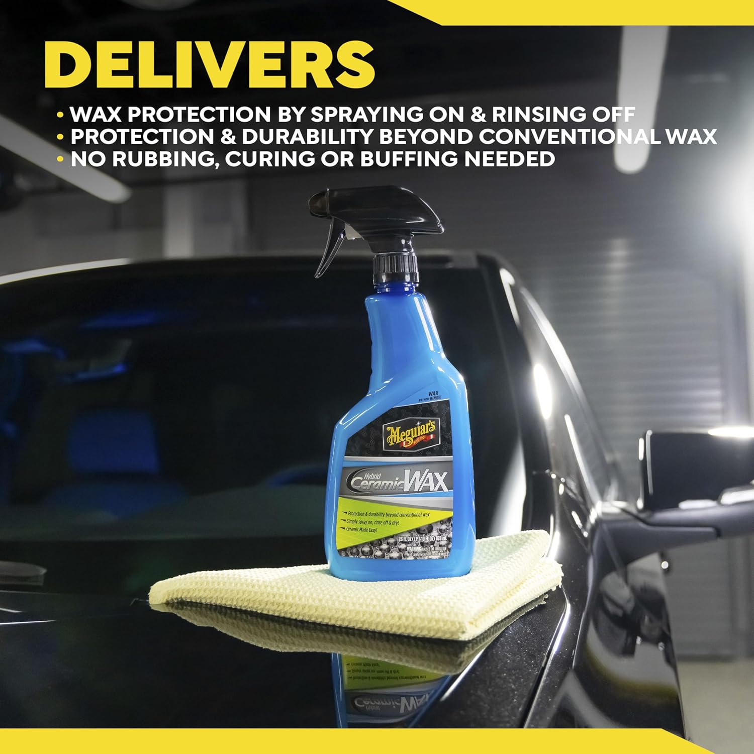 Meguiar's Hybrid Ceramic Wax Spray, 6 Pack (6 x 26 oz Bottles = 156 oz Total), SiO2 Hybrid Ceramic Car Wax for Exterior Paint, Spray On Rinse Off Protection with Extreme Water Beading