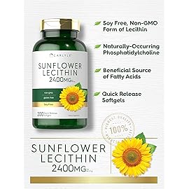 Carlyle Sunflower Lecithin Softgel Capsules | 2400mg | 200 Pills | Rich in Phosphatidyl Choline | Non-GMO, Soy Free, Gluten Free Supplement