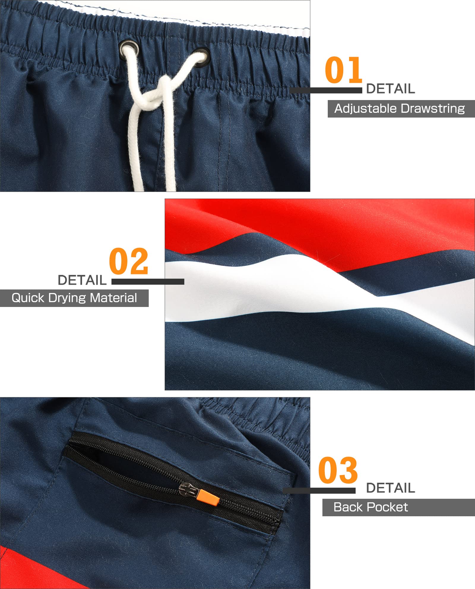 Danfiki Pantaloncini Costume da Bagno Uomo Asciugatura Veloce Calzoncini da Beach Costume da Bagno Fodera Rete con Taschino e Coulisse Trunks