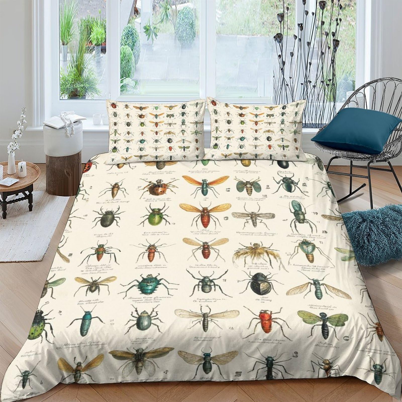 Ctjqhvkz Style-10 3D Printed Insect Illustration Fitted Sheet Microfiber Soft Breathable Beetle Bed Sheet For Bedroom Dorm Decor Single（135X200cm）