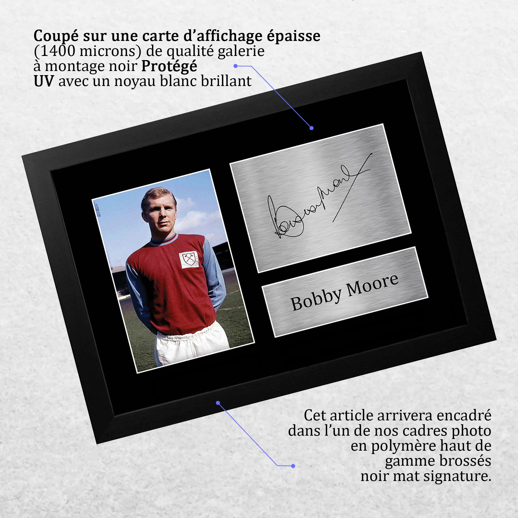 HWC Trading FR A4 Bobby Moore Cadeaux imprimés photo autographe signée pour les fans de football et les supporters - A4 Encadré
