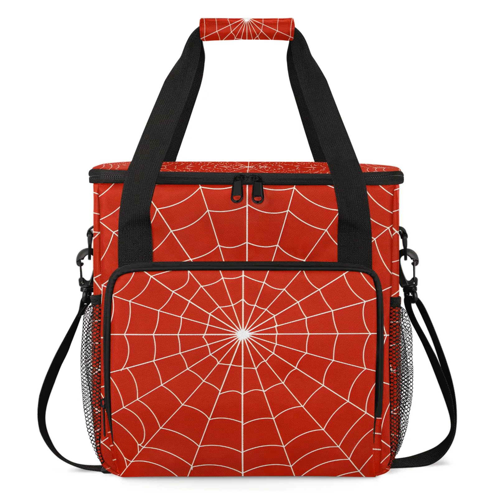 Adornori Spiders Web Travel Coffee Maker Carrying Bag, Large Organizer Storage Tote Bag Insulated Reusable Cooler Grocery Bags