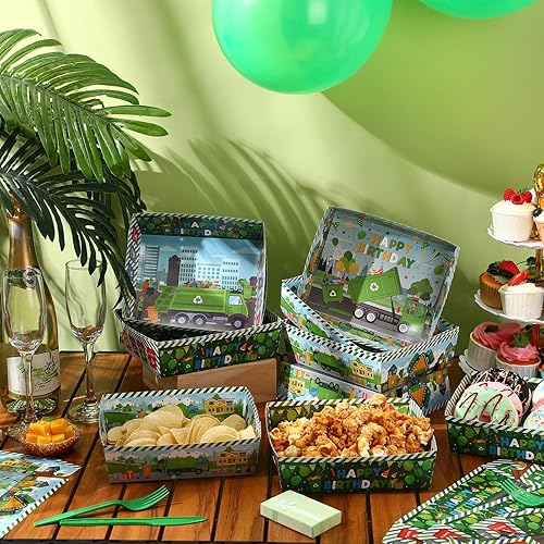 Miniatura 2 de Mifoci 36 unidades de camión de basura, suministros para fiestas de cumpleaños, bandejas de papel de 5 libras, bandeja de papel desechable para baby