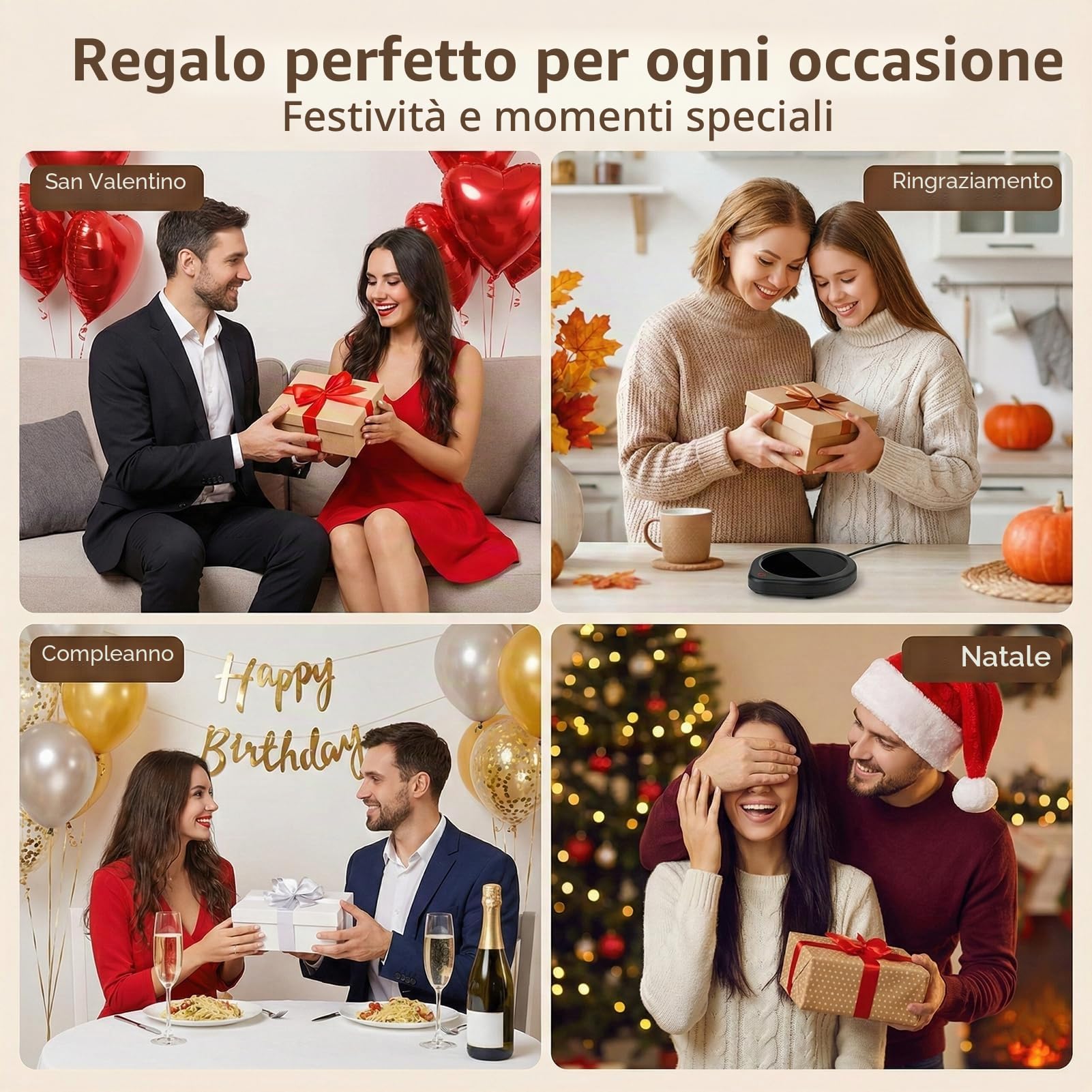 Scaldabicchieri con spegnimento automatico per scrivania, scalda tazza impostazioni di temperatura intelligenti, scaldino elettrico per bevande tè, acqua, latte per tutte le tazze e tazze, piastra