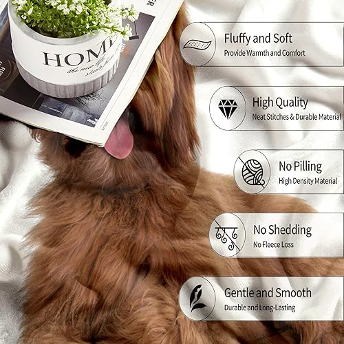 Miniatura 4 de Brown Animal Dog Pattern Flannel Fleece Throw Blankets 60"X80" Soft Cozy Print Throw, Fluffy Winter Fall Blanket Plush Home Decor for Couch Bed Sofa