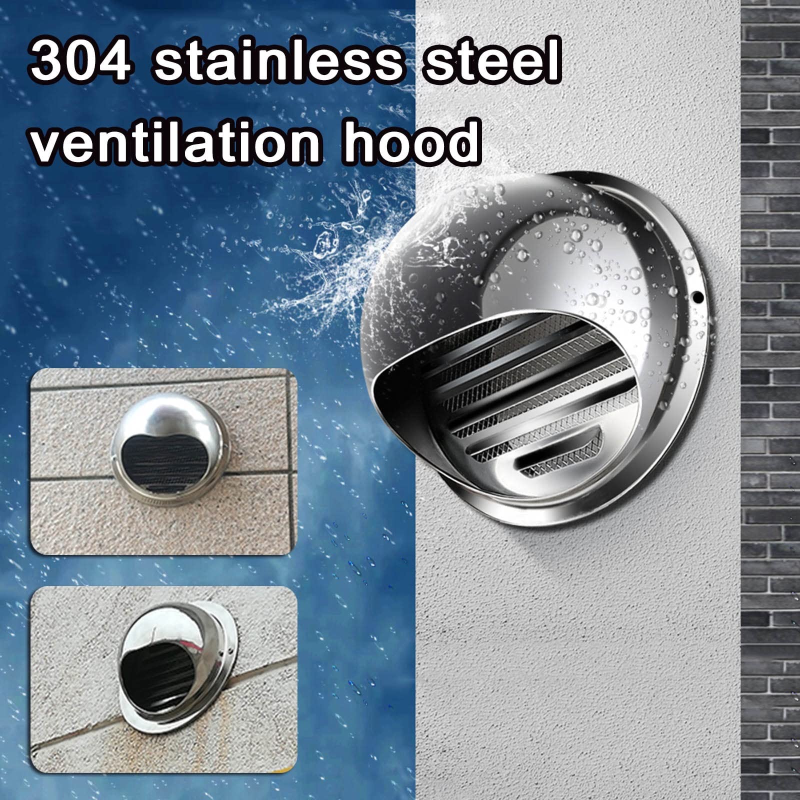 Grille De Ventilation Ronde en Acier Inoxydable, 60/80/110/150/200/300mm Grille D'Aération Murale Raccord De Ventilation, Ventilation Grille pour Bureau, Cuisine, Salle De Bain