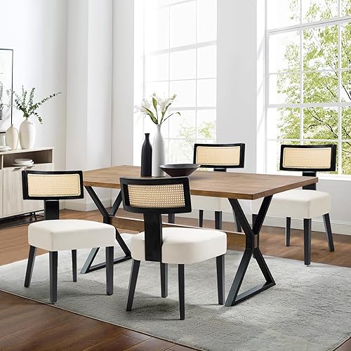 Miniatura 9 de Mid-Century - Juego de 2 sillas de comedor modernas, sillas de cocina de granja con ribete de cabeza de clavo y marco de madera en acabado de nogal