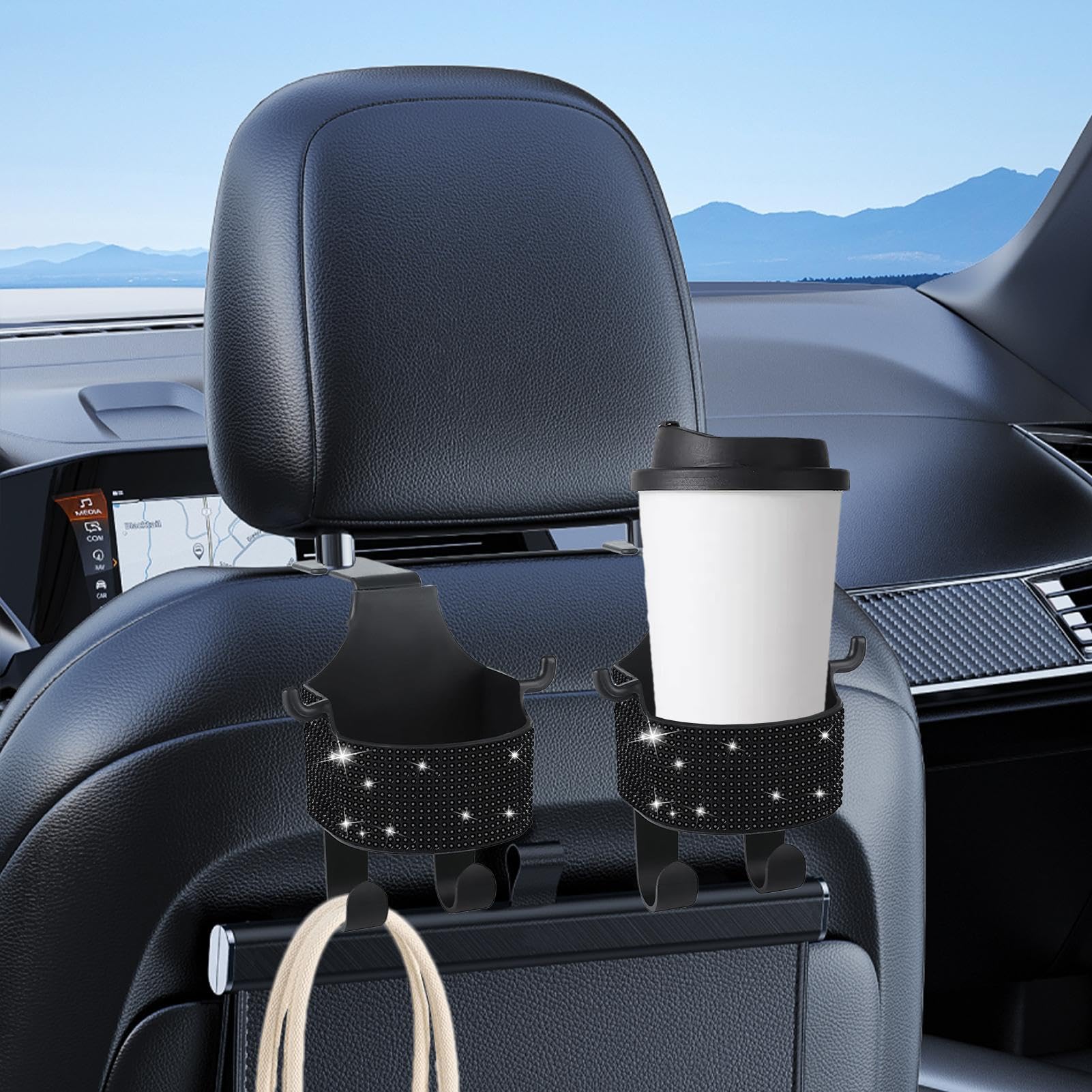 Ganci Per Poggiatesta Auto – Organizer Multifunzionale Per Sedile Posteriore, Design Bianco - 2