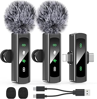 2 IN 1 Model J4 Mini Wireless Lavalier Microphone for iPhone 15 16, iOS and Android Devices - Noise Reduction Lapel Mic for Recording, Clip on Omni Lav Mic for Video Recording, Tiktok, Youtube, Vlog