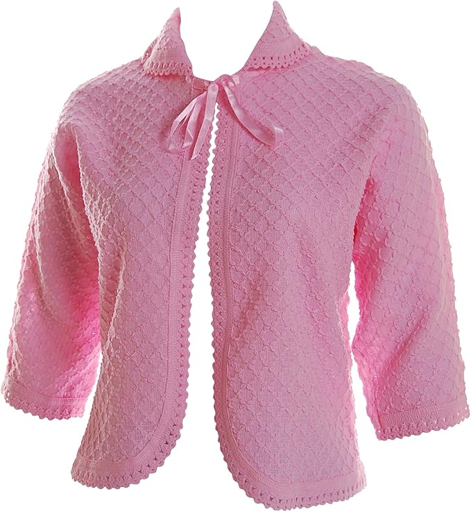 Knitted Ladies Bed Jacket Night Sleep Lounge Embroidered UK Made Blue