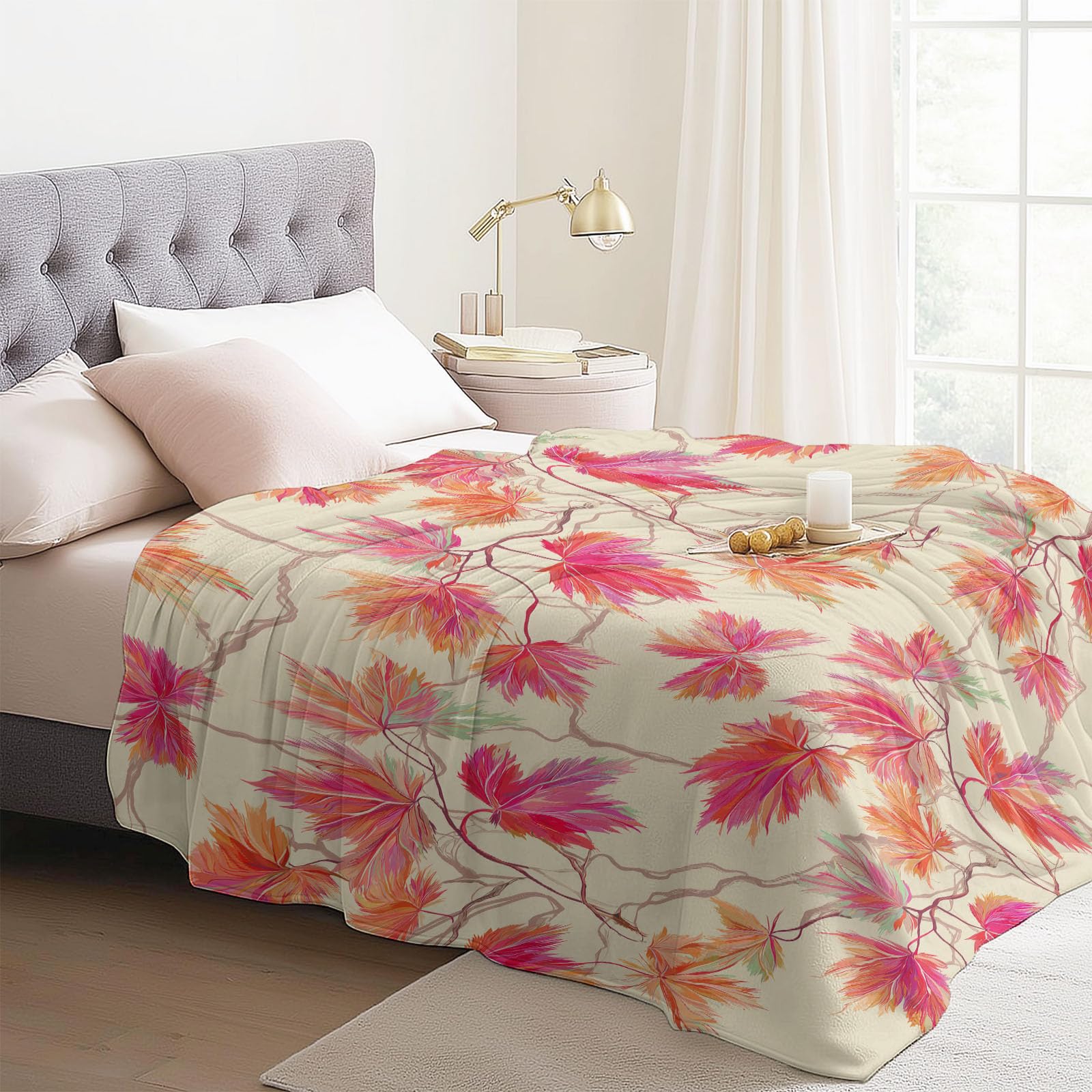 Generisch Manta de 180 x 200 cm, suave franela de color rosa y naranja, exquisita manta de forro polar, manta de sofá para cama, sofá o dormitorio