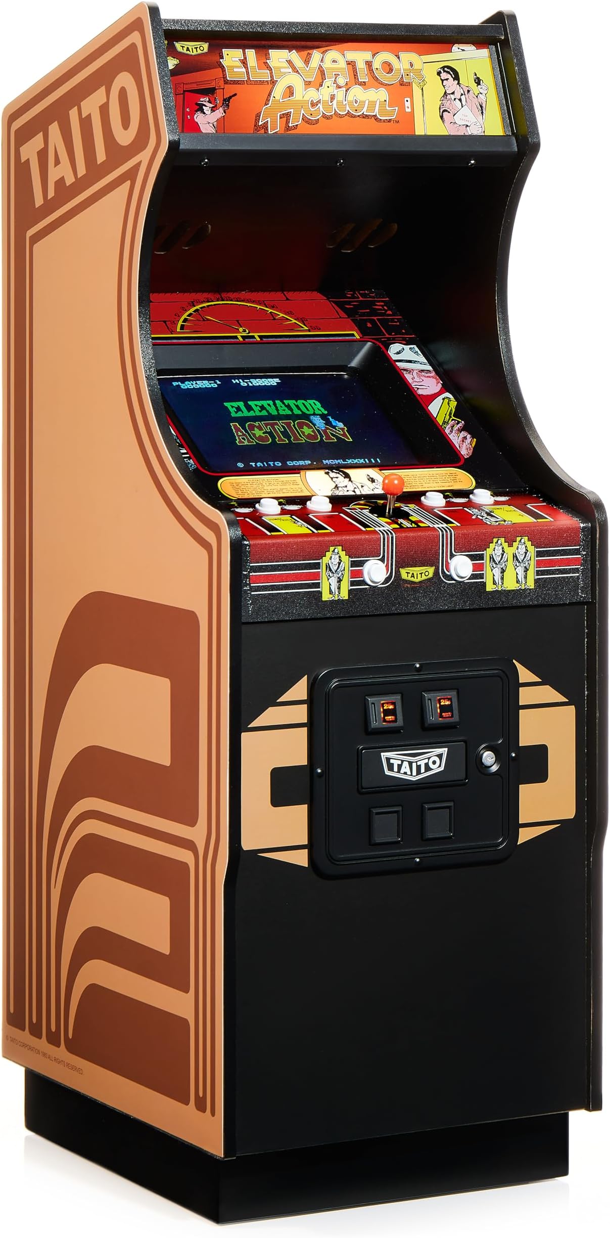 Numskull Quarter Arcades Elevator Action Collector's Edition Mini Arcade - 1/4 Scale Authentic Wooden Replica, Original ROM, Rechargeable Battery & 3W Speakers for Retro Enthusiasts [video game]