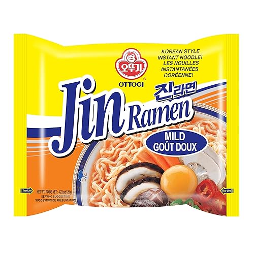 OTTOGI Jin Ramen MILD - Fideos instantáneos de estilo coreano sopa y fideos de mejor sabor fideos instantáneos tradicionales 423oz - Paquete de 8