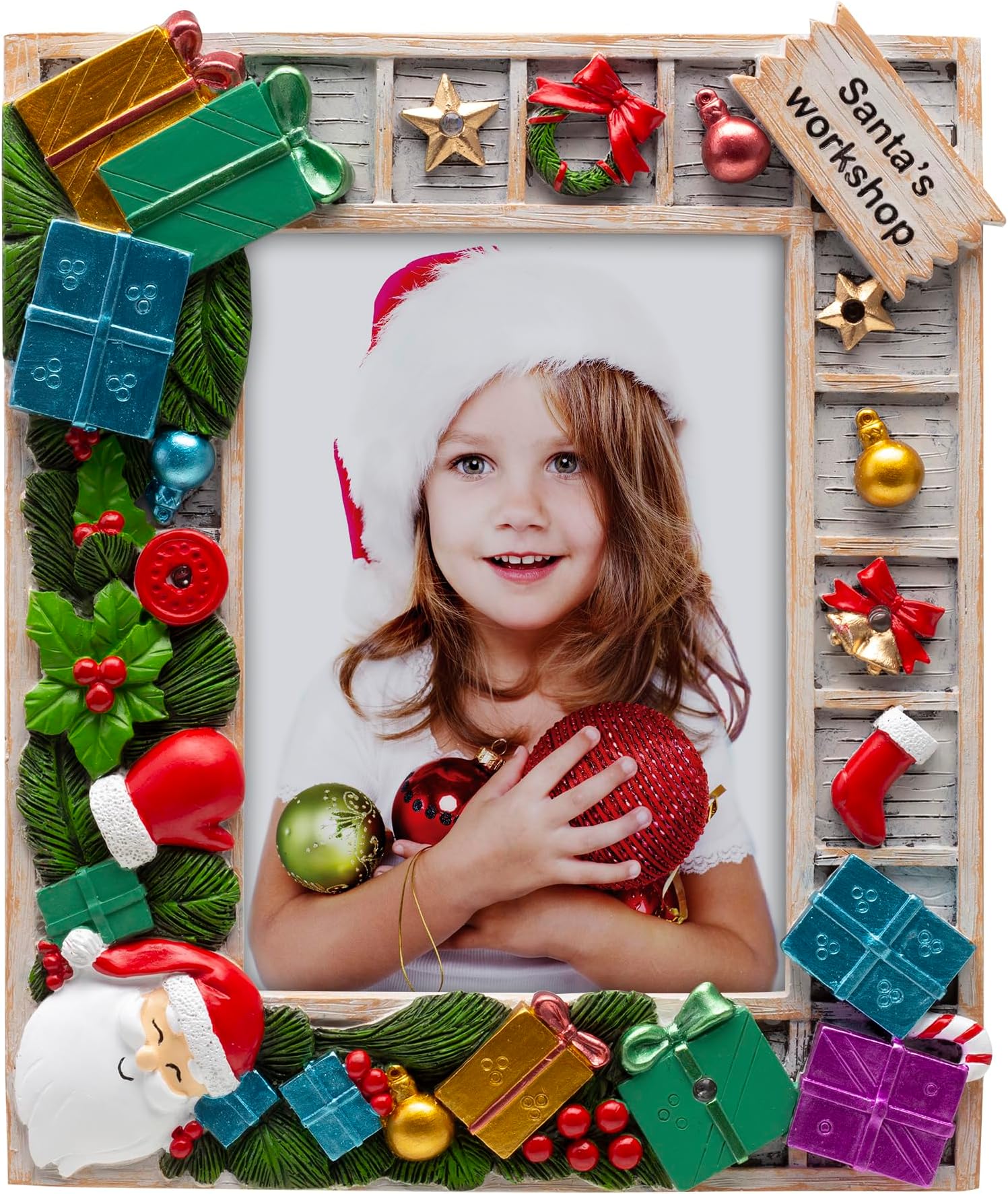 Santa's Workshop Light Up Resin 5" x 7" Picture Frame