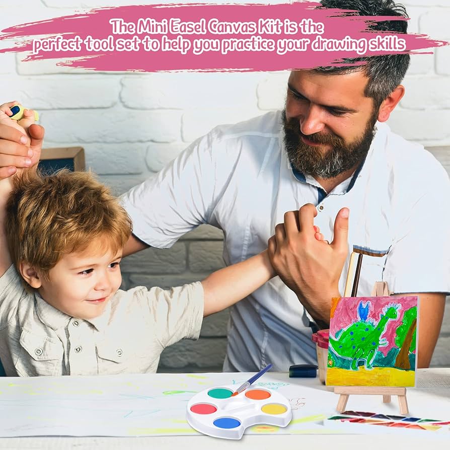 Outus 12 Set Watercolor Painting Kit Mini Canvas Easel 8...