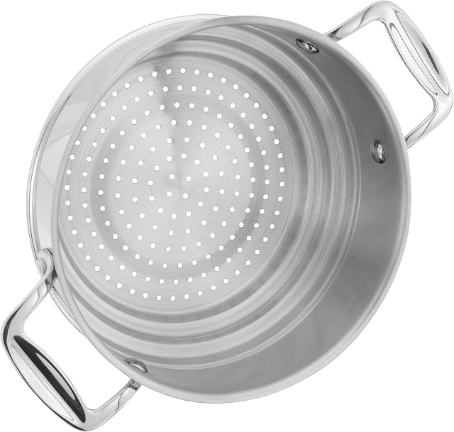 Stellar 7000 Steamer Insert S759 Stainless Steel Stepped Steamer with Twin Handles, Fits Most 16cm, 18cm or 20cm Pans - Fully Guaranteed