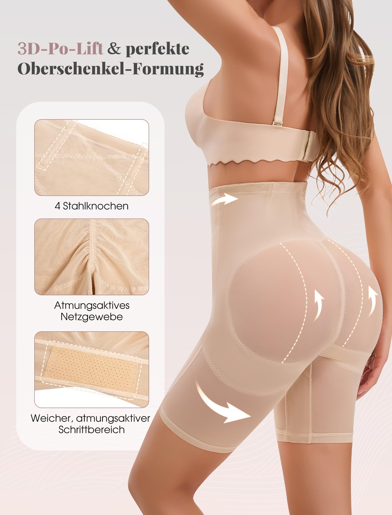 hephboard Bauchweg Unterhose Damen Shapewear Hohe als Perfekte Miederhose Damen Bauchweg Shaping Figurformende Unterwäsche, Body Shaper Miederpant ShapingShorts