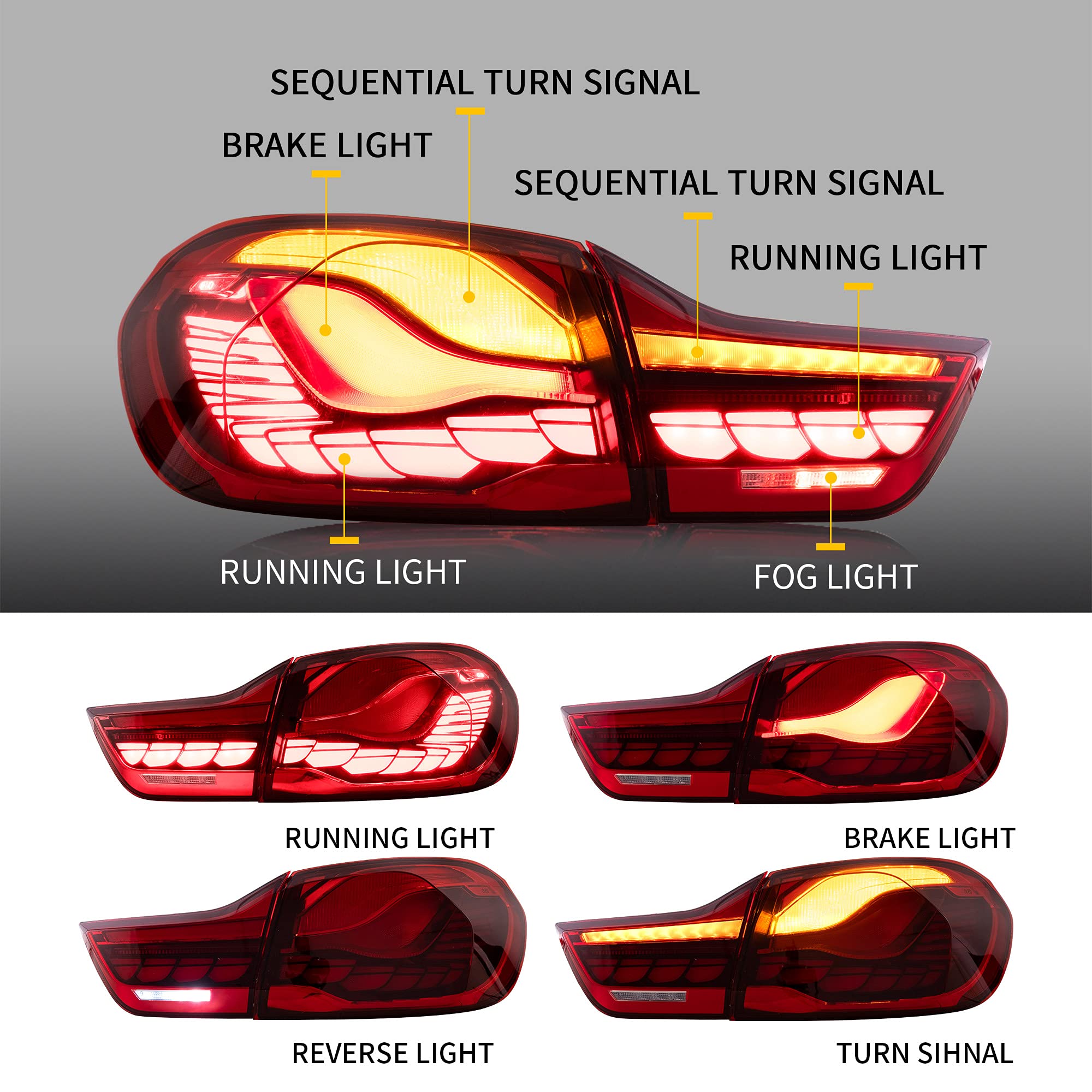 VLAND BMW 4シリーズ M4 ドラゴンテール BMW 送料無料 4シリーズ M4 F32 F33 F36 F82 F83 テールランプ