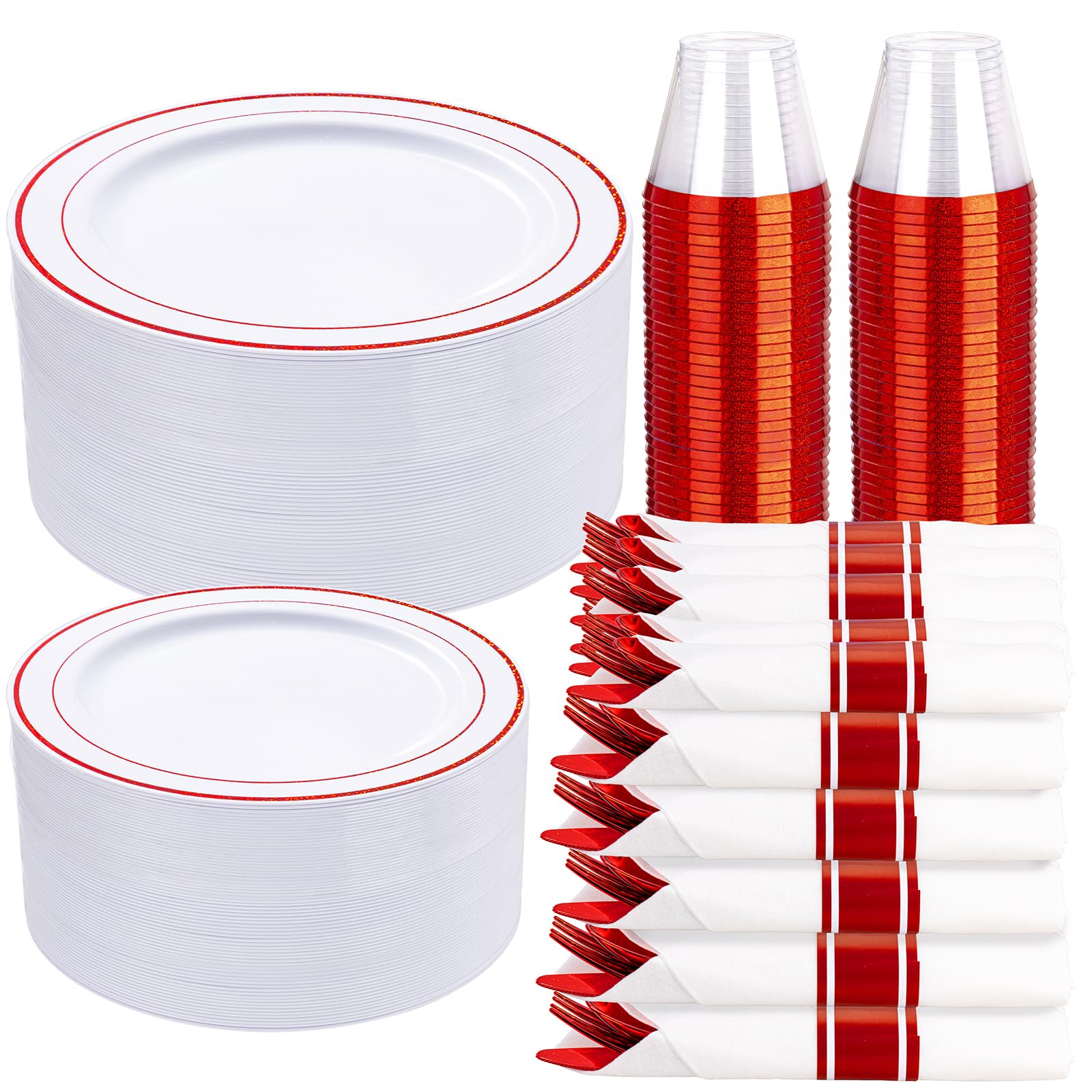 WELLIFE Disposable Plates & Cutlery Set - 350 Piece -14
