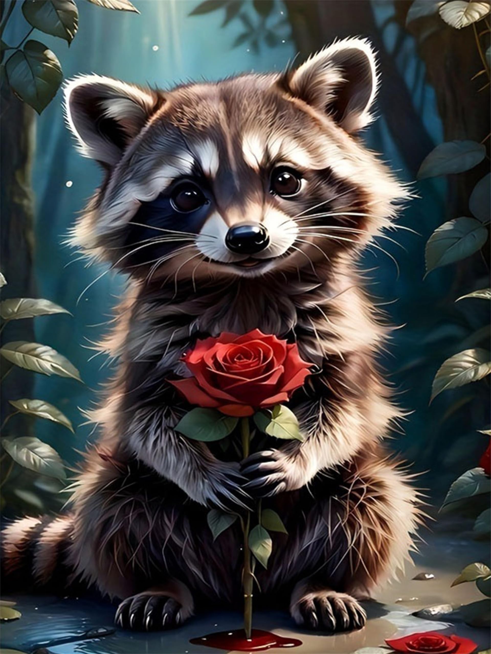 Nianxi 5D Raccoon Diamond Painting Kit for Adults,Animal Diamond Art Kits for Beginner,Gem Art,Crystal Art Kits Full Round Drill for Home Wall Decor Gifts for Women, Men (Raccoon)