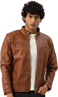 Leather Retail Biker Brown Jacket for Men(LRM38BR) Price In India