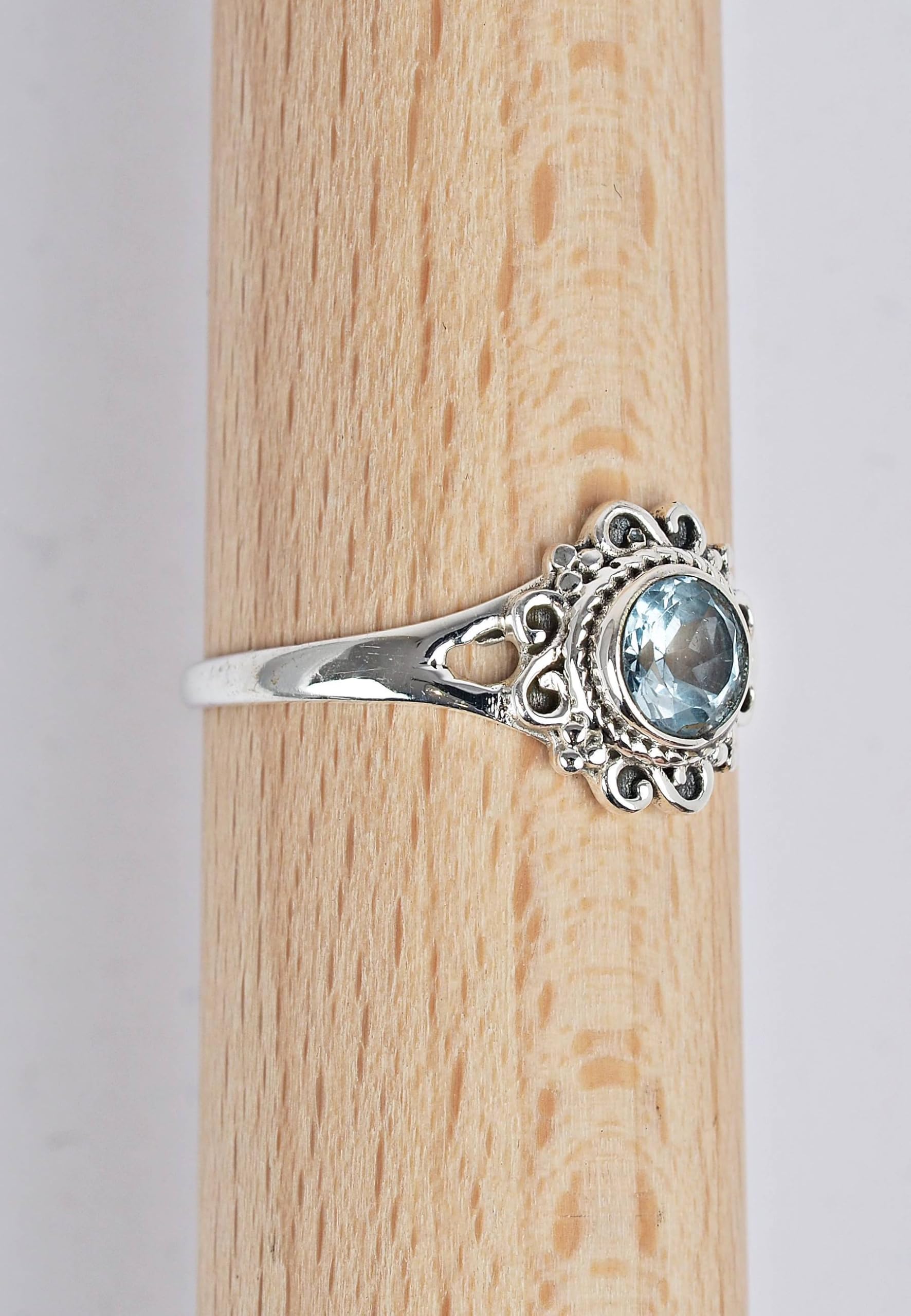 mantraroma Silberring Damen 925 Sterling Silber – runder Edelstein Ring, Vintage Statement Ring Schmuck, elegantes Geschenk für Frauen