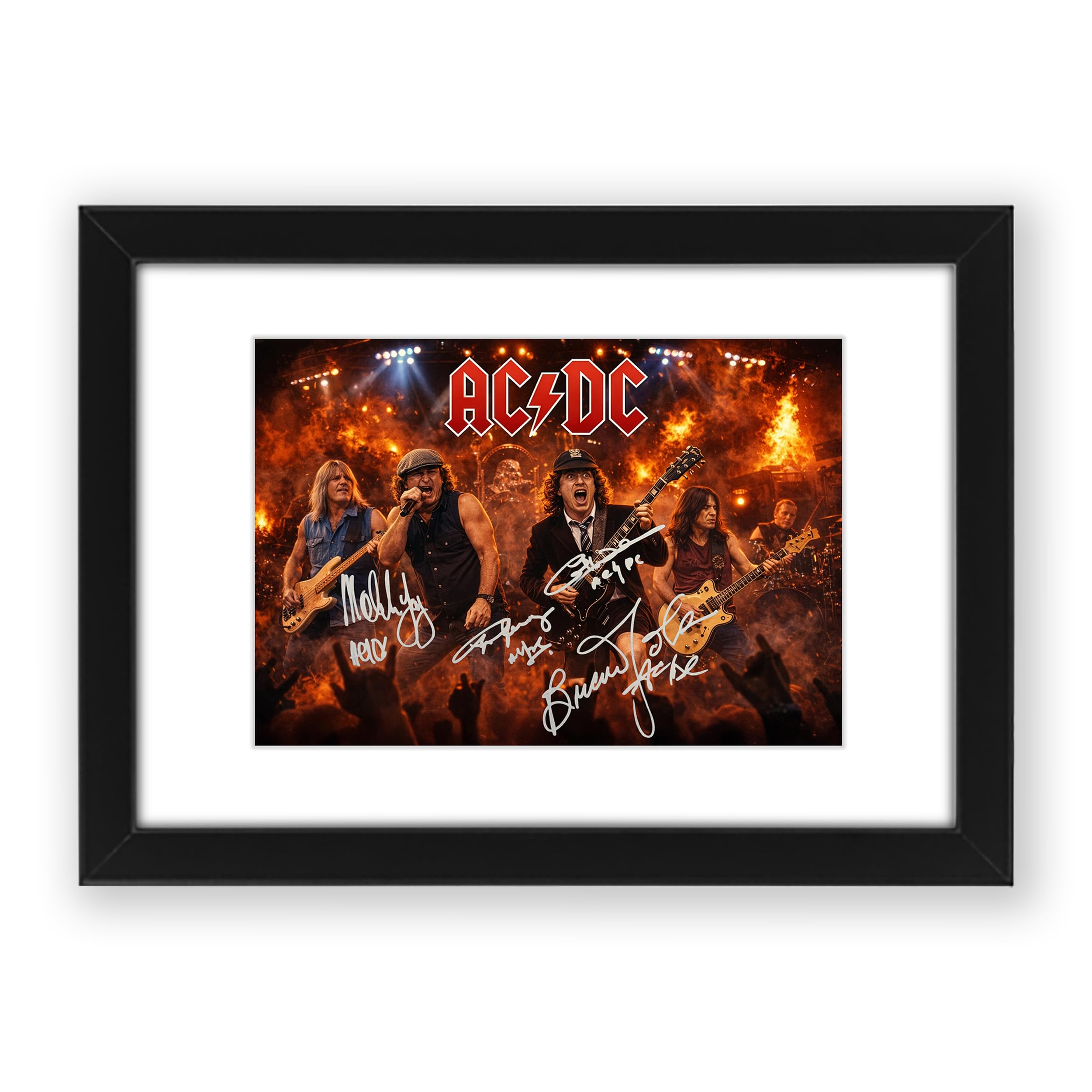 Poster stampato con autografo degli AC/DC, in edizione limitata, idea regalo per fan degli autografi, memorabilia da collezione, motivo: leggende del rock (High Voltage Power Up Tour Rock Legends) (A3