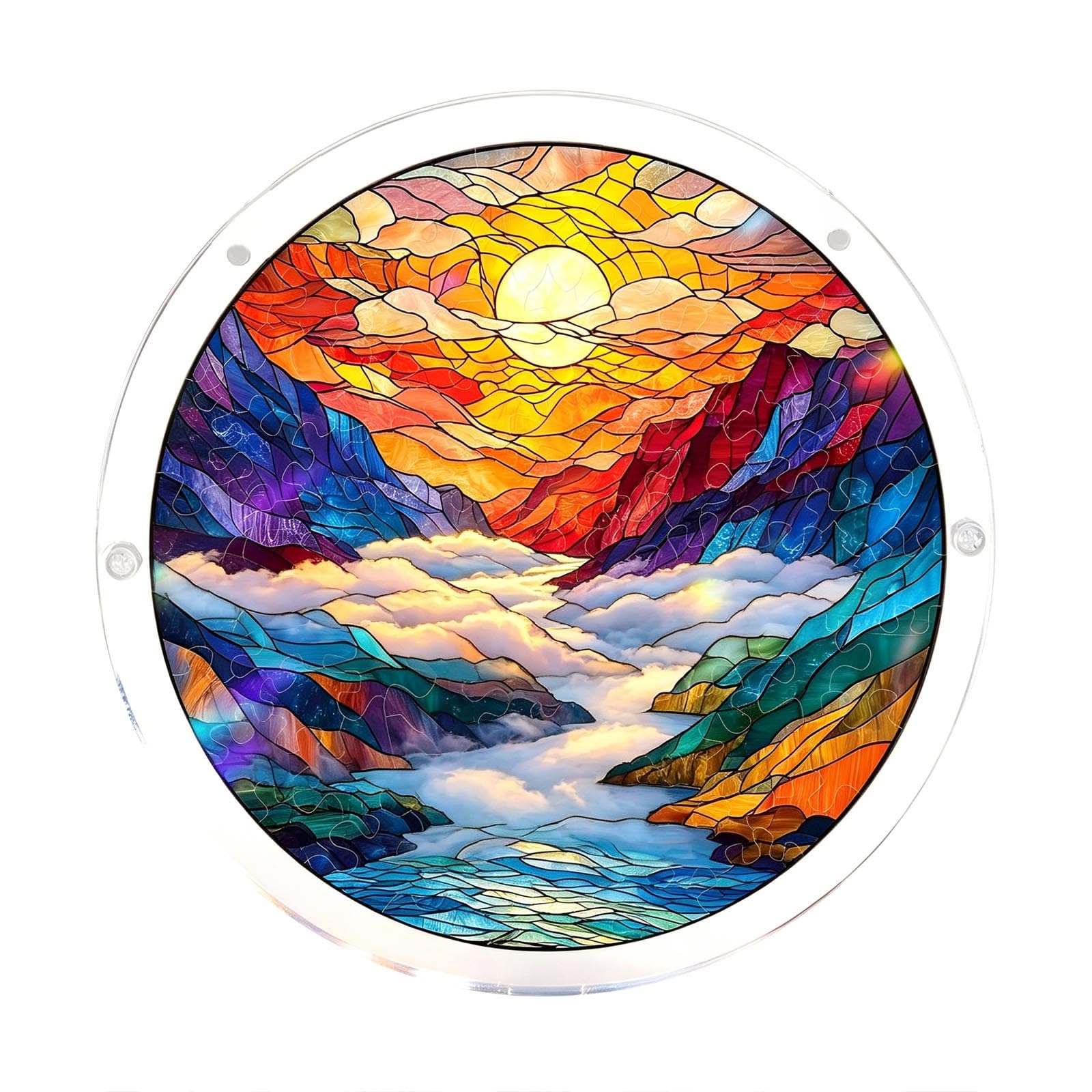 Sun Acrylic Catcher Puzzles, Tree of Radiant Glass Puzzle,Sun Acrylic Catcher Puzzles for Doors Garden, Mother's Day Christmas Birthday Gifts for Women Men (Color-B)