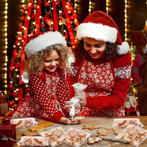 Miniatura 6 de Coopay 200 bolsas de galletas de Navidad con copos de nieve, pequeñas bolsas de celofán de 5.5 x 5.5 pulgadas, autoadhesivas, galletas de caramelo,