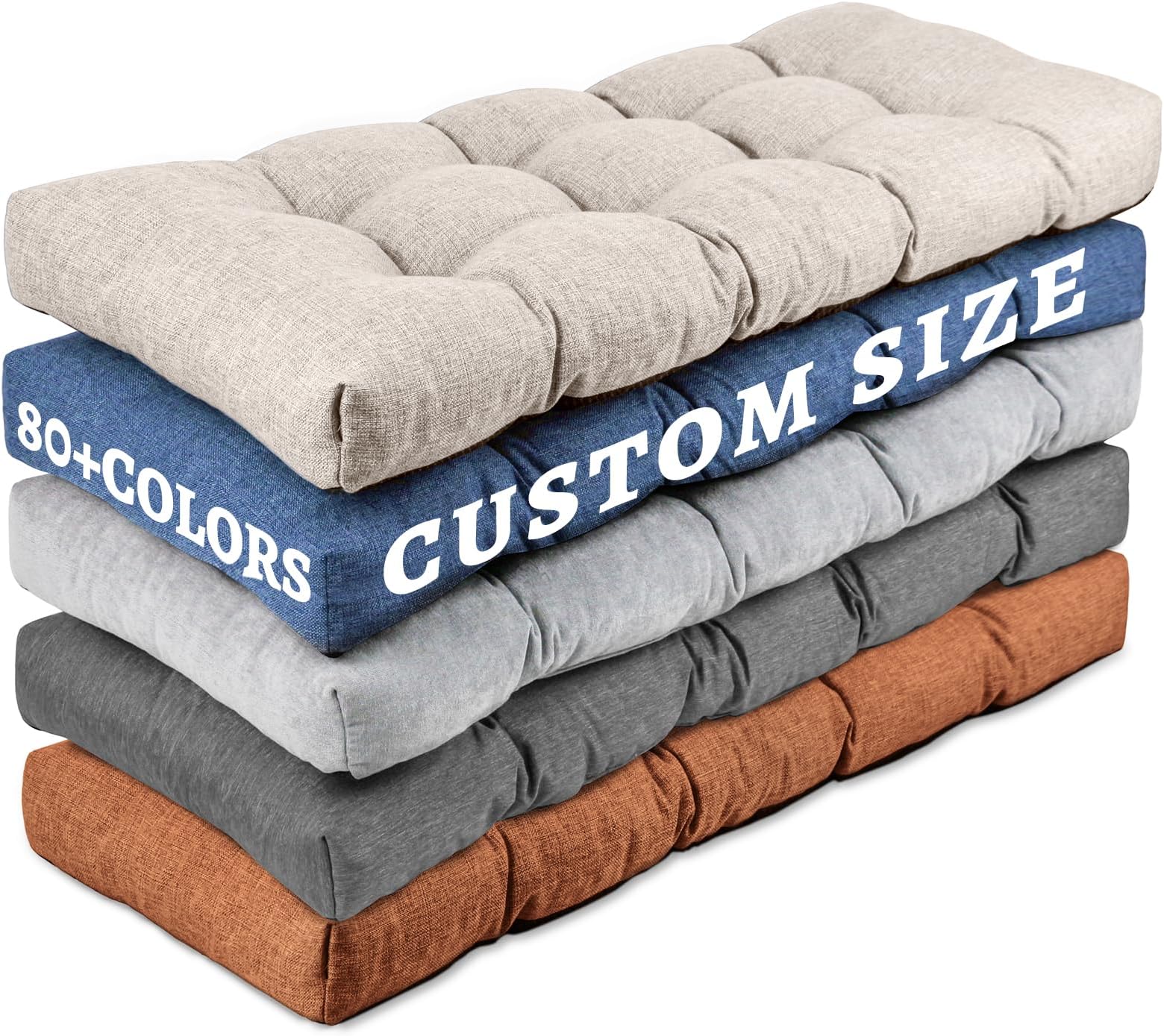 ROFIELTY Custom Bench Cushions,Waterproof Window Seat Cushion Indoor,Non-Slip Tufted for Patio Furniture/Swing Seat/Piano Bench
