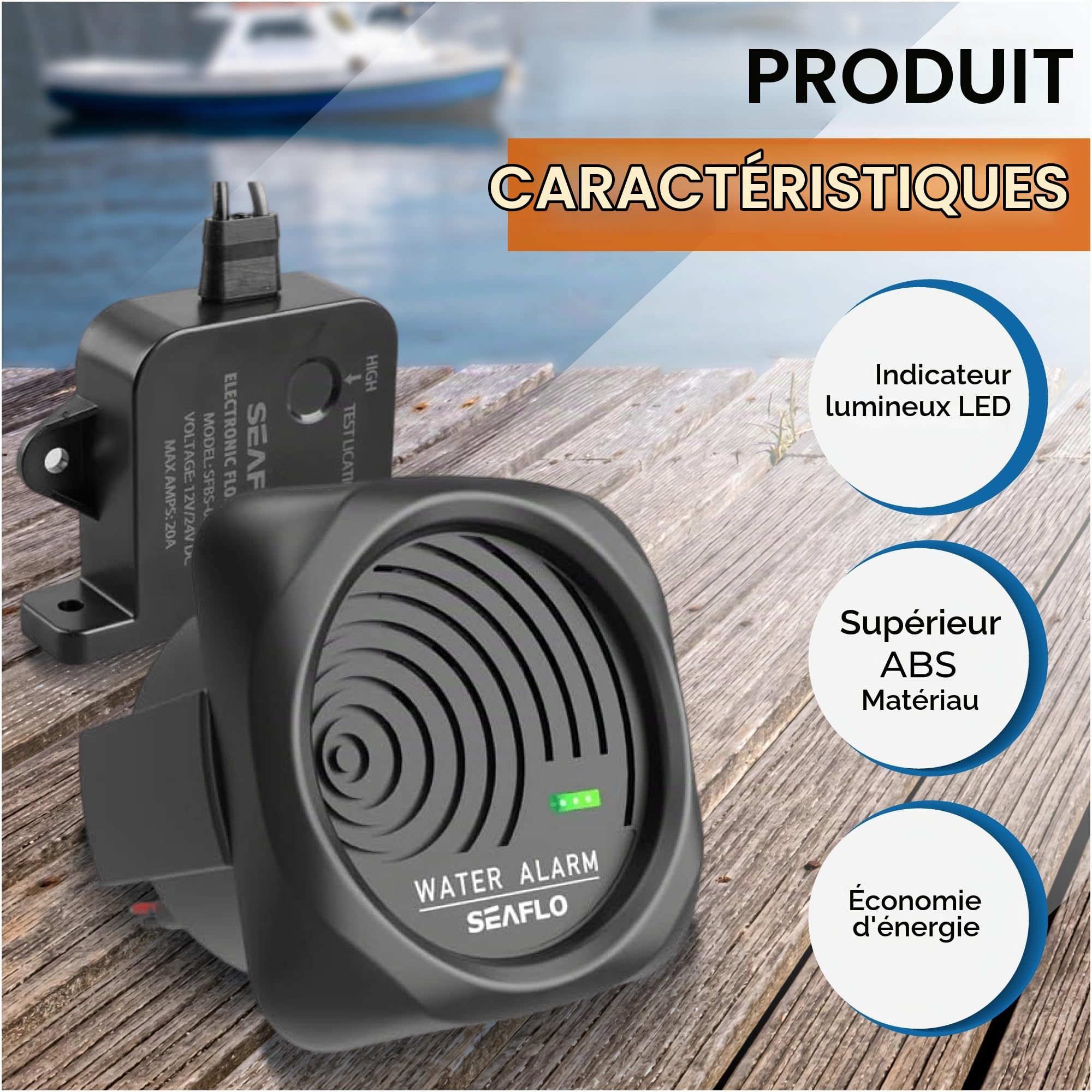 SEAFLO Système d'alarme de cale de niveau d'eau élevé 12V