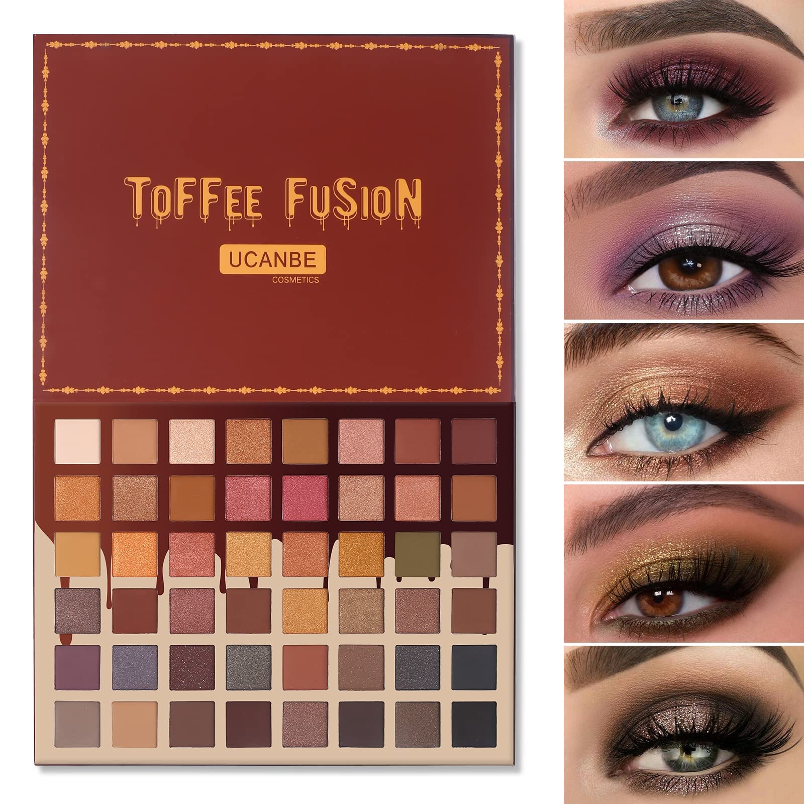 UCANBEToffee Fusion Nude Eyeshadow Palette, 48 Neutral Shades Naked Eye Shadow Makeup Pallet, High Pigmented Matte Glitter Shimmer Make Up Kit for Women Girls