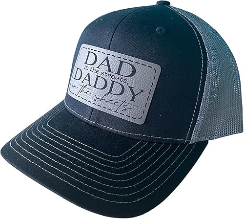 Miniatura 2 de Dad In The Streets Daddy In The Sheets Hat Mens Funny Dad Baseball Cap (CharcoalBlk with Rawhide Patch)