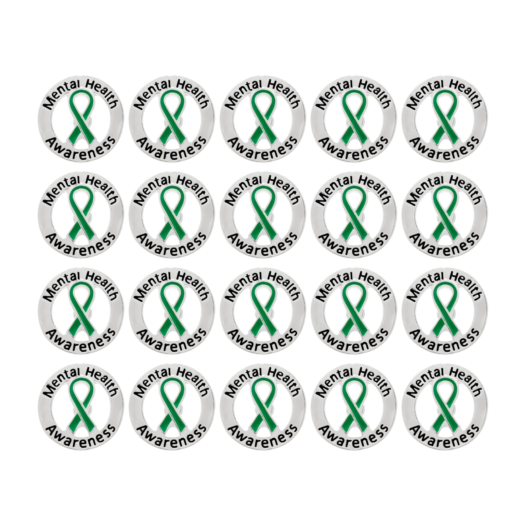 Green Ribbon Awareness Pins - Wholesale Pack Pins for Cerebral Palsy, Glaucoma, Mental Health, Bipolar Disorder, Organ Donation, Liver Cancer- Perfect for Gift-Giving and Fundraising