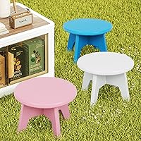 Vista 7 de Juego de 2 taburetes para niños sentados, taburetes para adultos, soporte para plantas, taburete corto pequeño, taburete bajo, taburete redondo