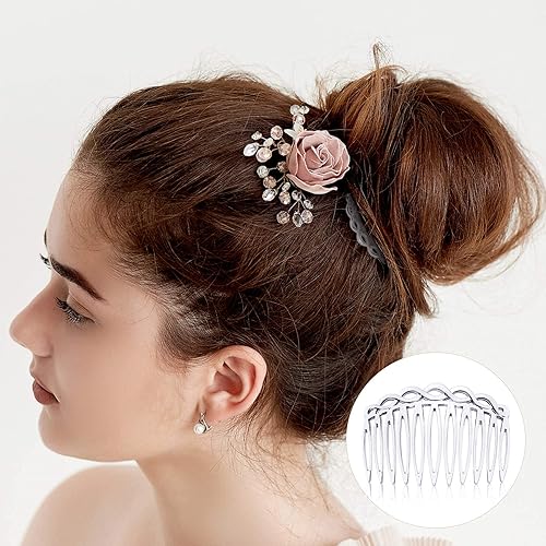 Miniatura 6 de WILLBOND 16 piezas de accesorios para peine de pelo para mujer, peines laterales franceses, clips decorativos de plástico para mujeres, velo de boda