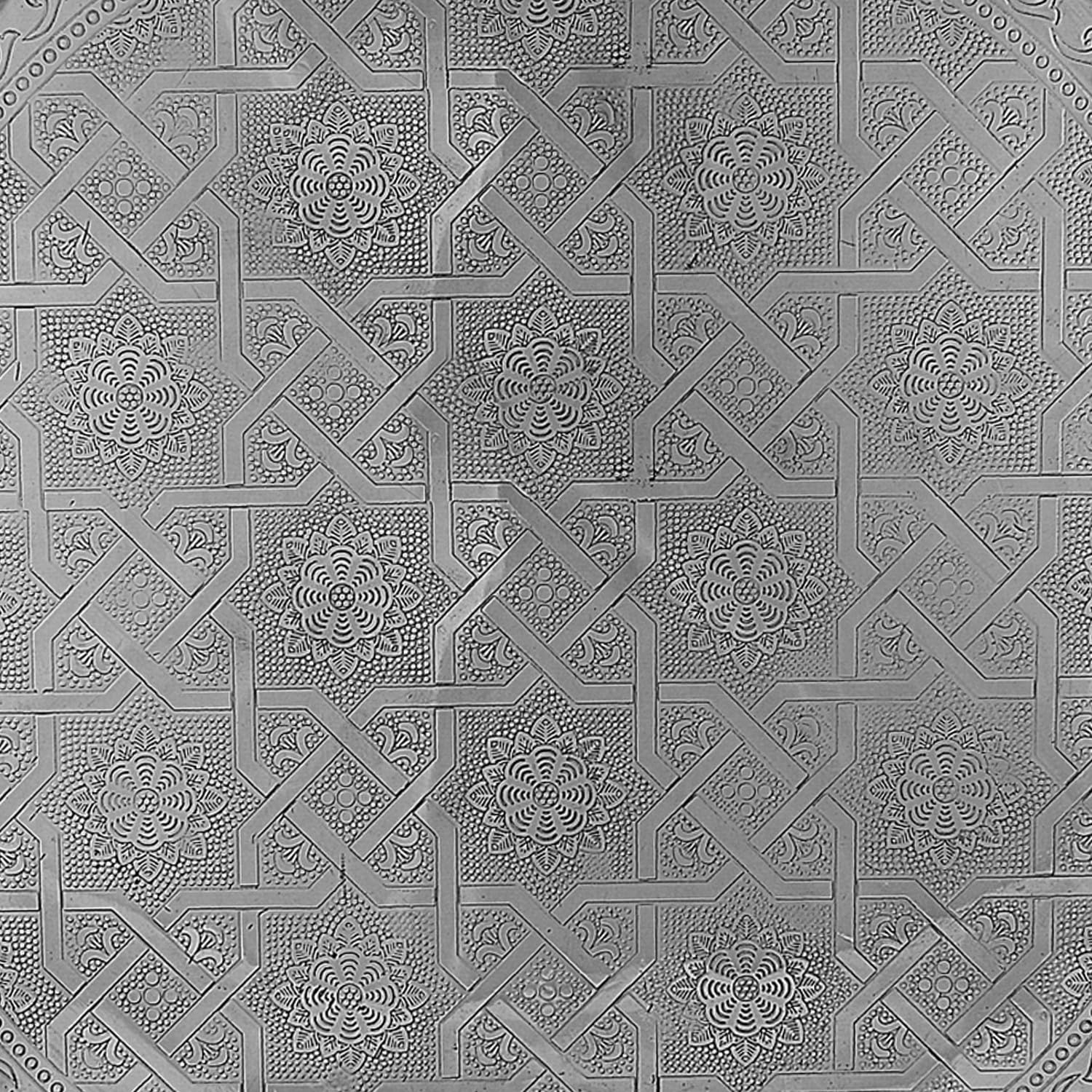 Orientalisches Serviertablett Nacera rund aus Metall in Silber 38 cm