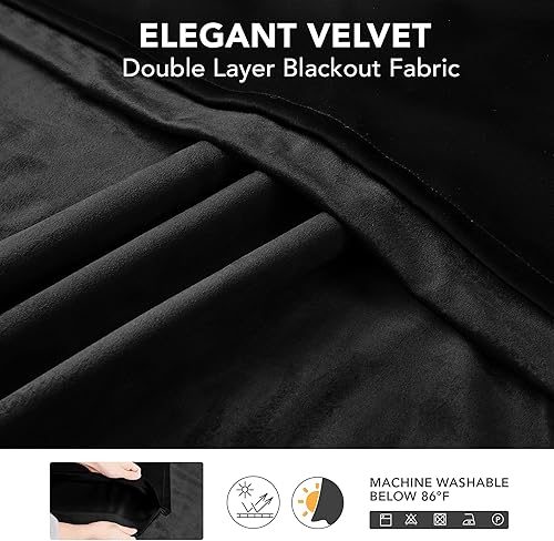 Miniatura 7 de Deconovo Cortinas de terciopelo extralargas 100% opacas con forro negro, elegante decoración del hogar, cortinas de terciopelo con aislamiento